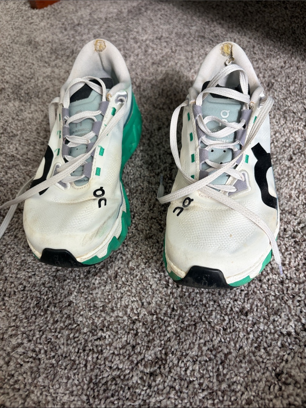 On Running Kids White and Teal Trail Sneakers